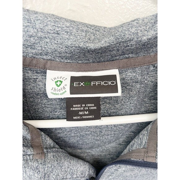 Exofficio Insect Shield 1/4 Zip Pullover Top Medium Grey Performance Long Sleeve - Picture 2 of 6
